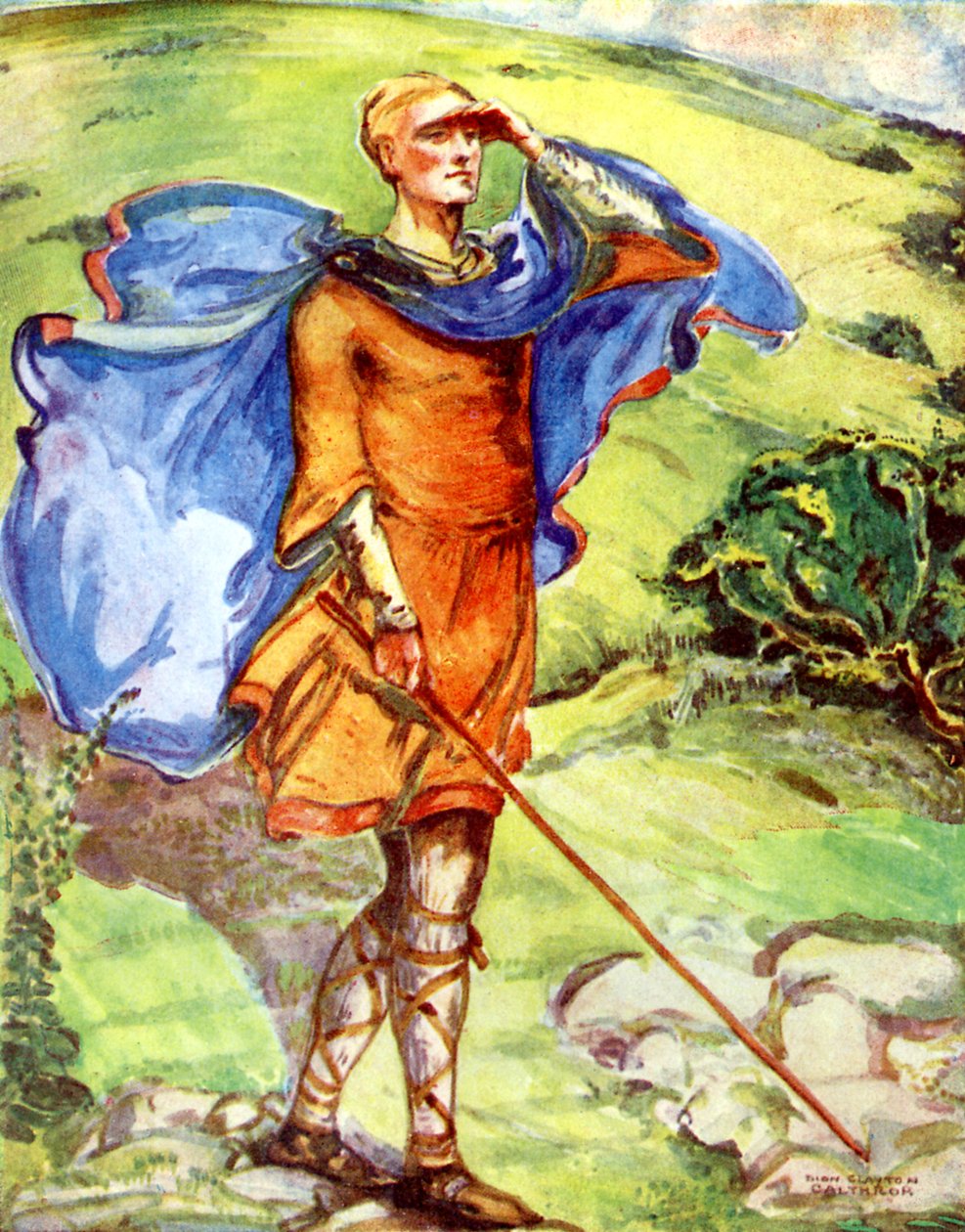 Férfi jelmez I. Vilmos uralkodása idején (1066-1087) alkotó: Dion Clayton Calthrop