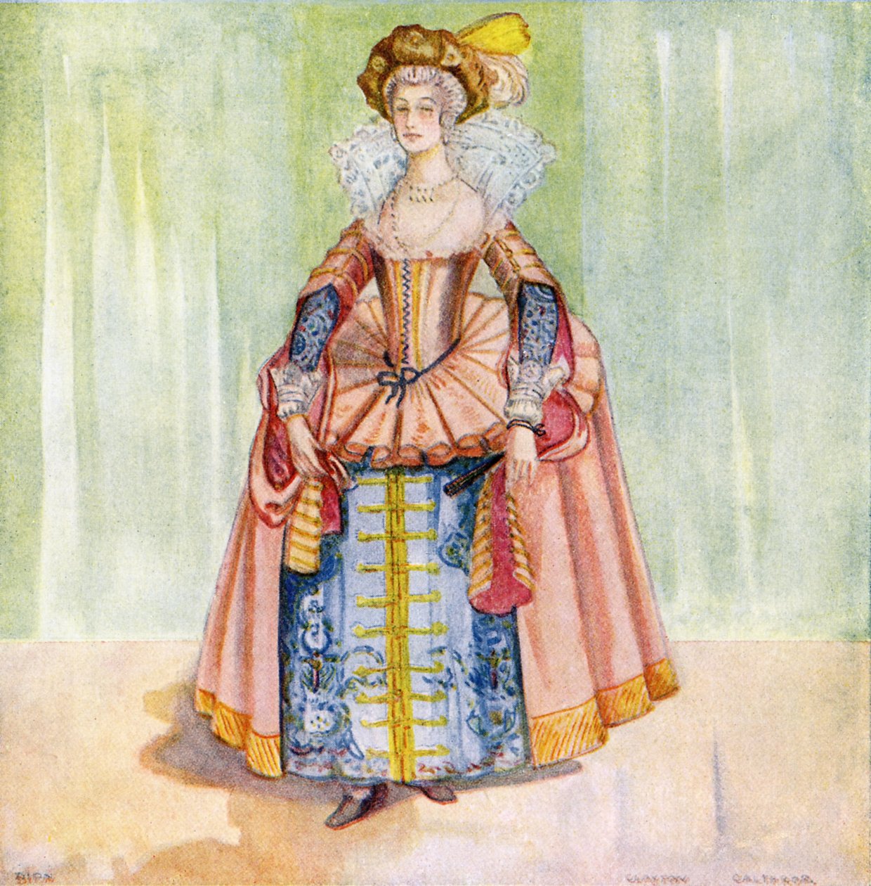 Női jelmez I. Jakab uralkodása idején (1603-1625) alkotó: Dion Clayton Calthrop