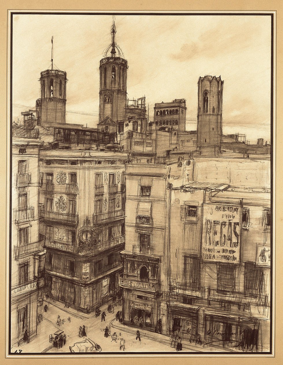Angyalok tere, Barcelona (rajz) alkotó: Dionisio Baixeras Verdaguer