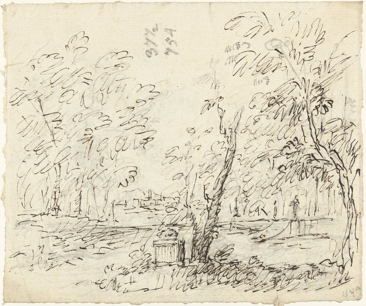 Kert lépcsőházzal, szobrokkal alkotó: Dionys van Nijmegen (possibly)