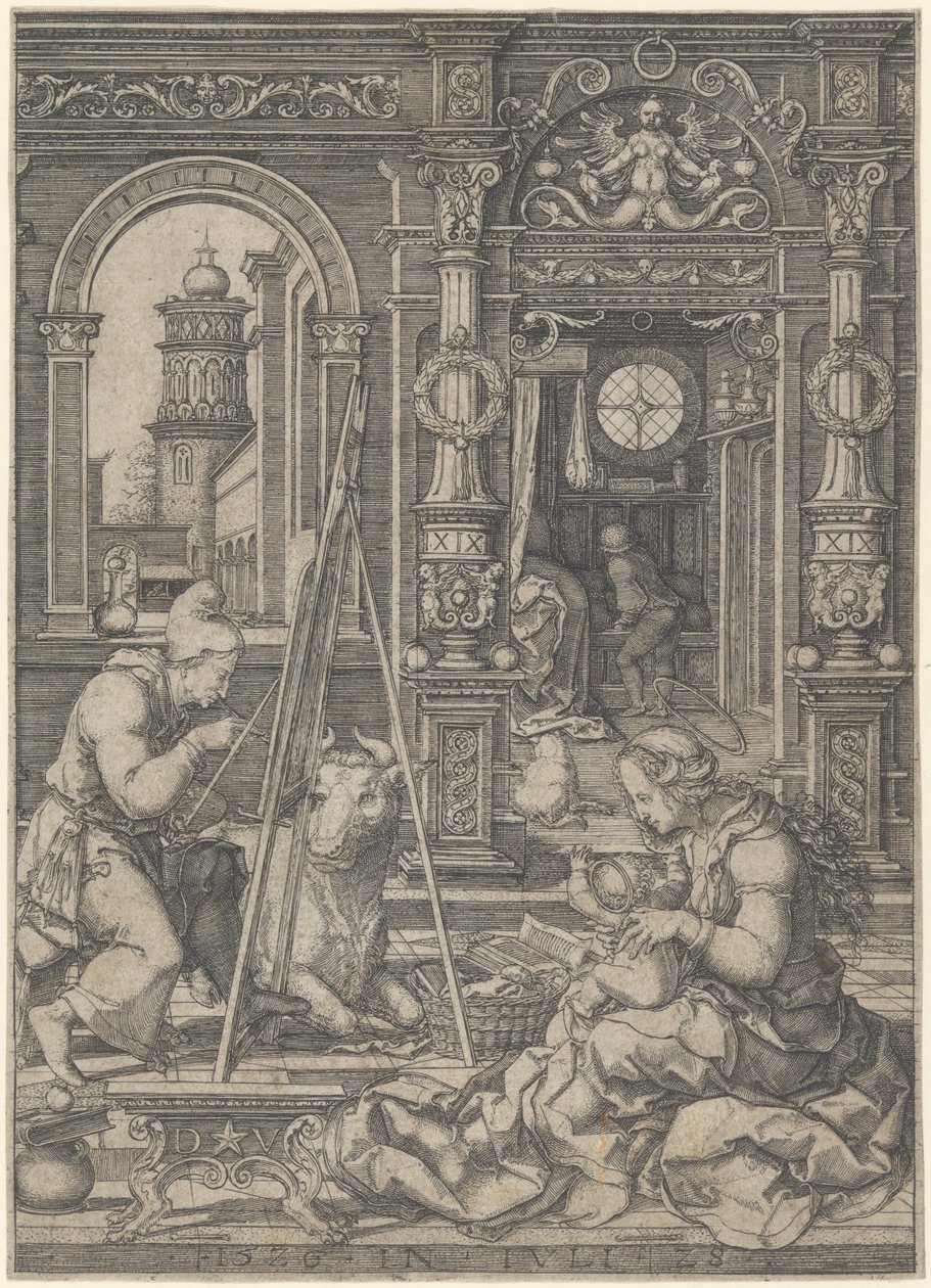 Szent Lukács a Szűzanyát festve, 1526. alkotó: Dirck Vellert