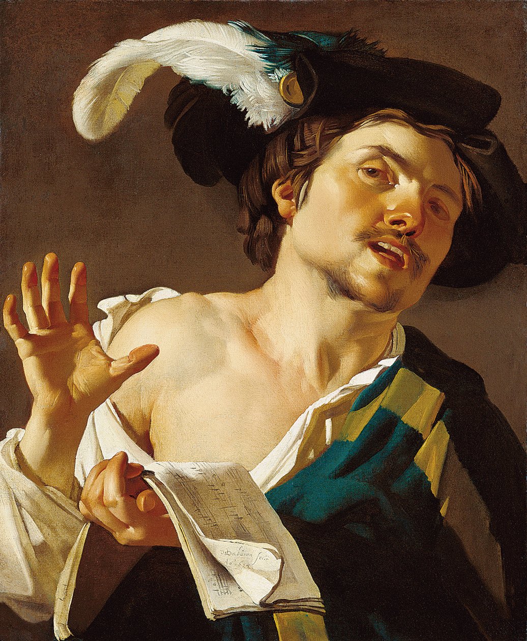 Fiatal férfi énekel alkotó: Dirck van Baburen