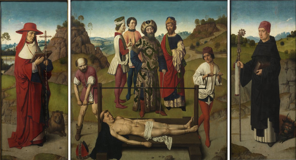 Szent Erasmus Triptichon vértanúhalála, 1458 alkotó: Dirk Bouts