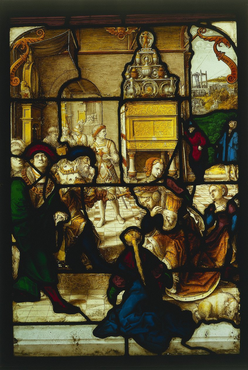 Eszter Ahasvérus előtt, kb. 1530. alkotó: Dirk Vellert