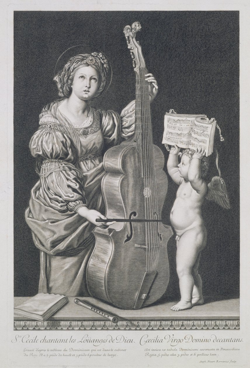 Isten dicséretét éneklő Szent Cecília, metszett Etienne Picart (1632-1721) alkotó: Domenichino