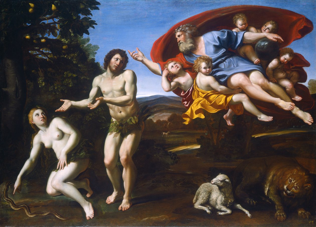 Ádám és Éva megrovása alkotó: Domenichino