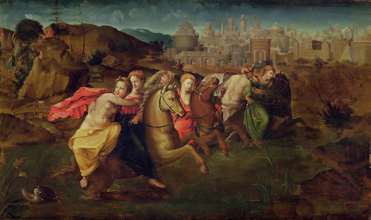 Cloelia és a Porsenna mezejéről menekülő Szüzek, 1530-35 körül alkotó: Domenico di Pace Beccafumi  