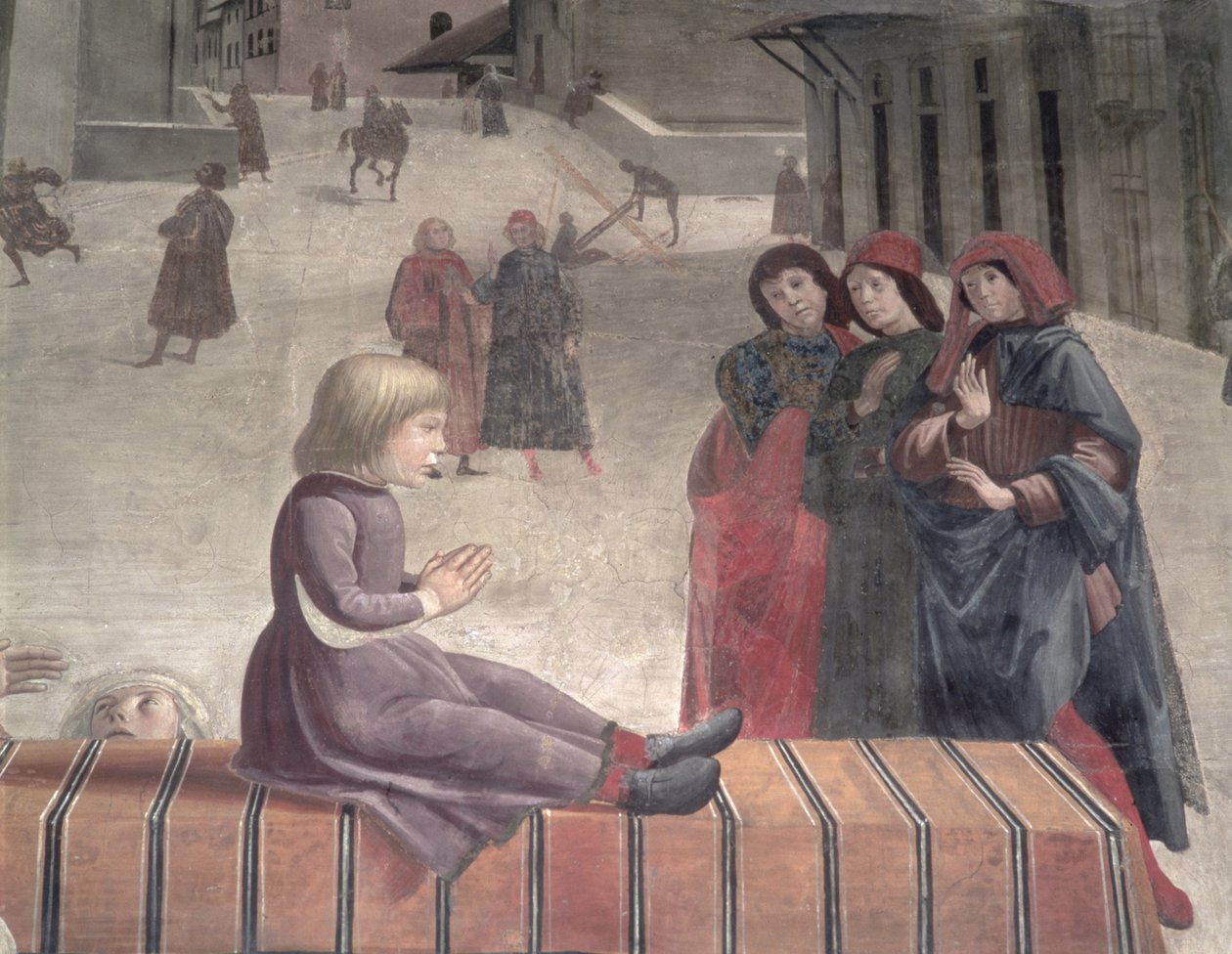 A feltámadt gyermek csodája, Sassetti-kápolna (részlet) alkotó: Domenico Ghirlandaio