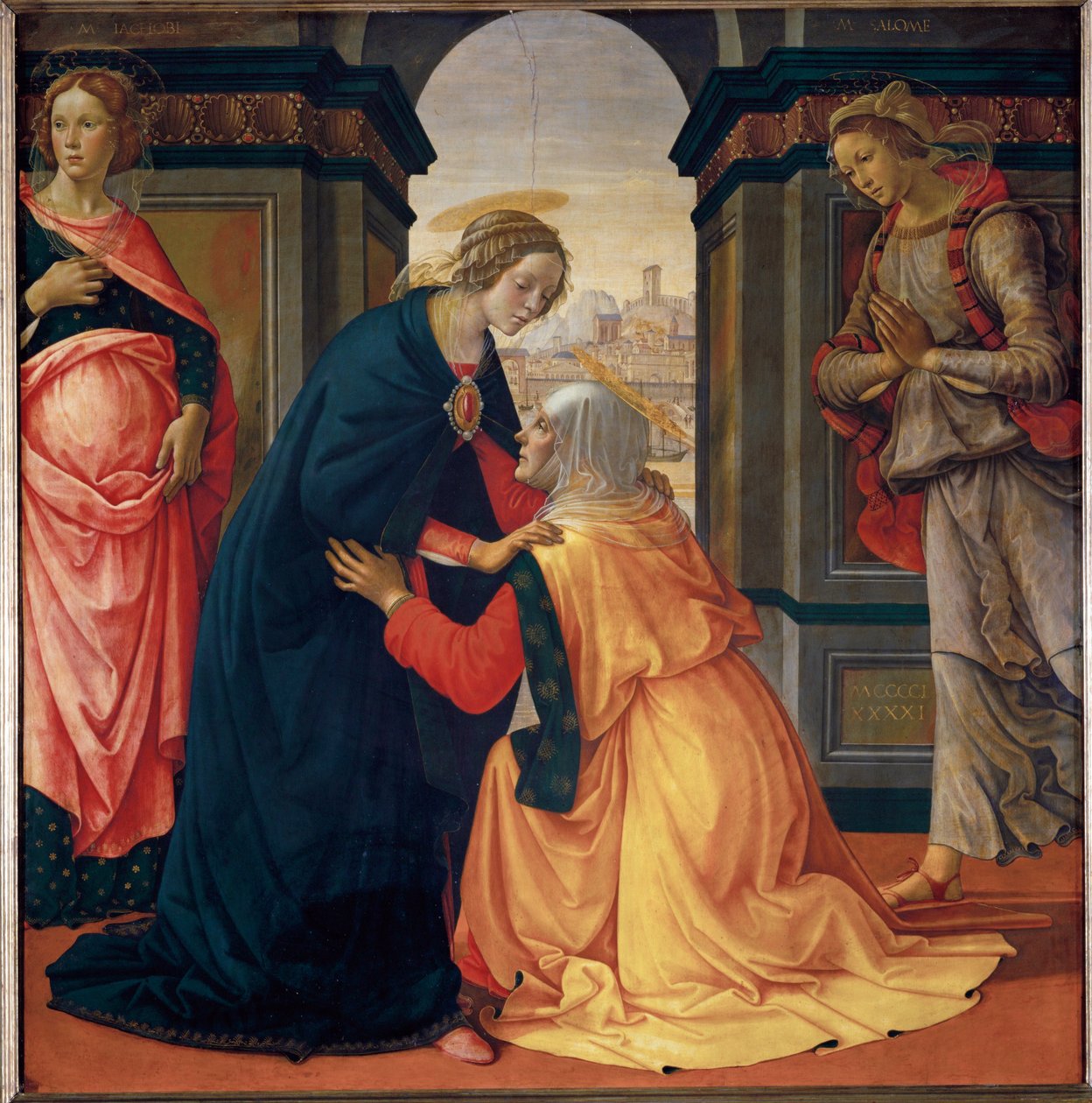 A Marie-Jacobie és Marie-Salome közötti látogatás ... alkotó: Domenico Ghirlandaio