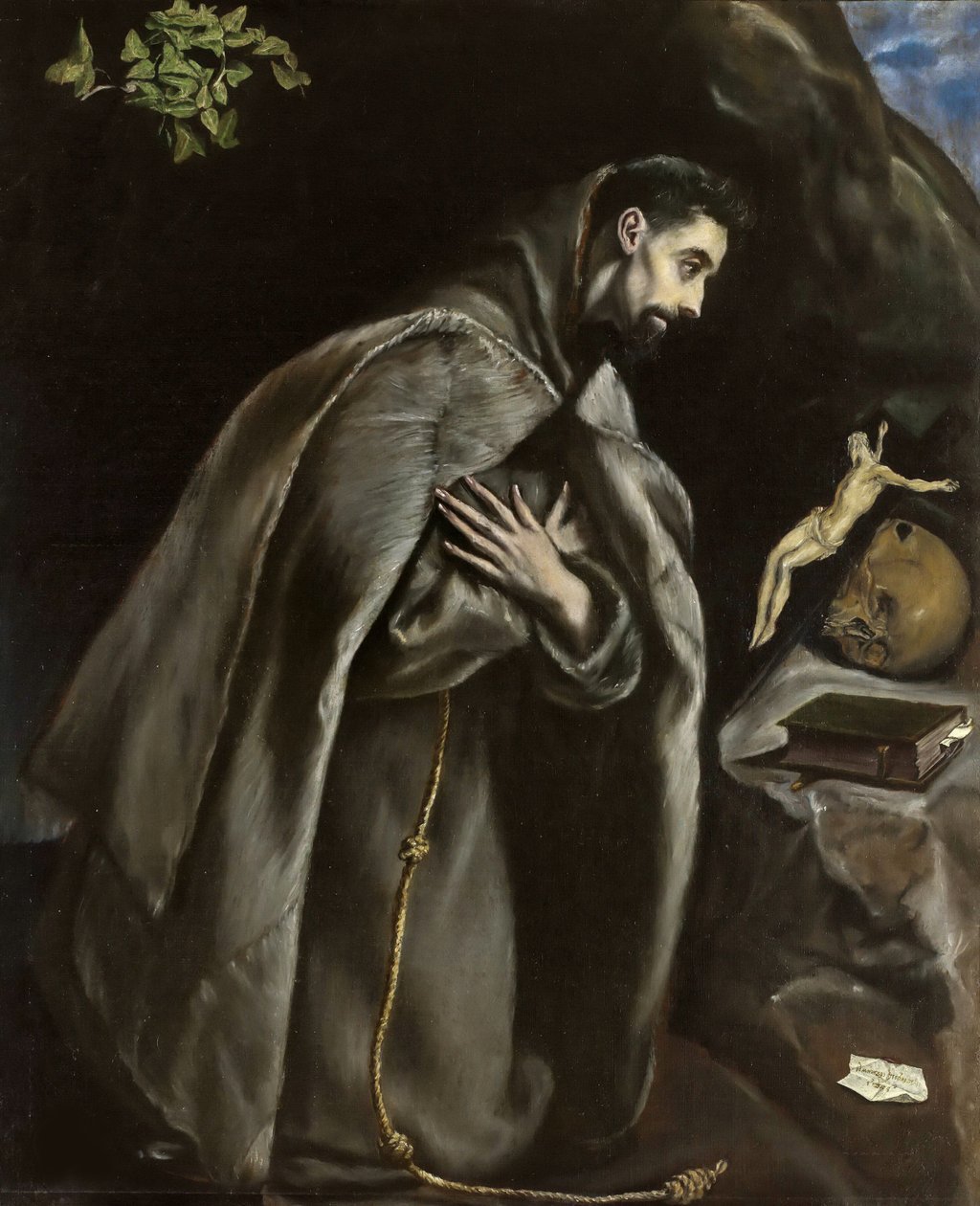 Szent Ferenc imádkozik, 1585 körül. alkotó: Dominico El Greco