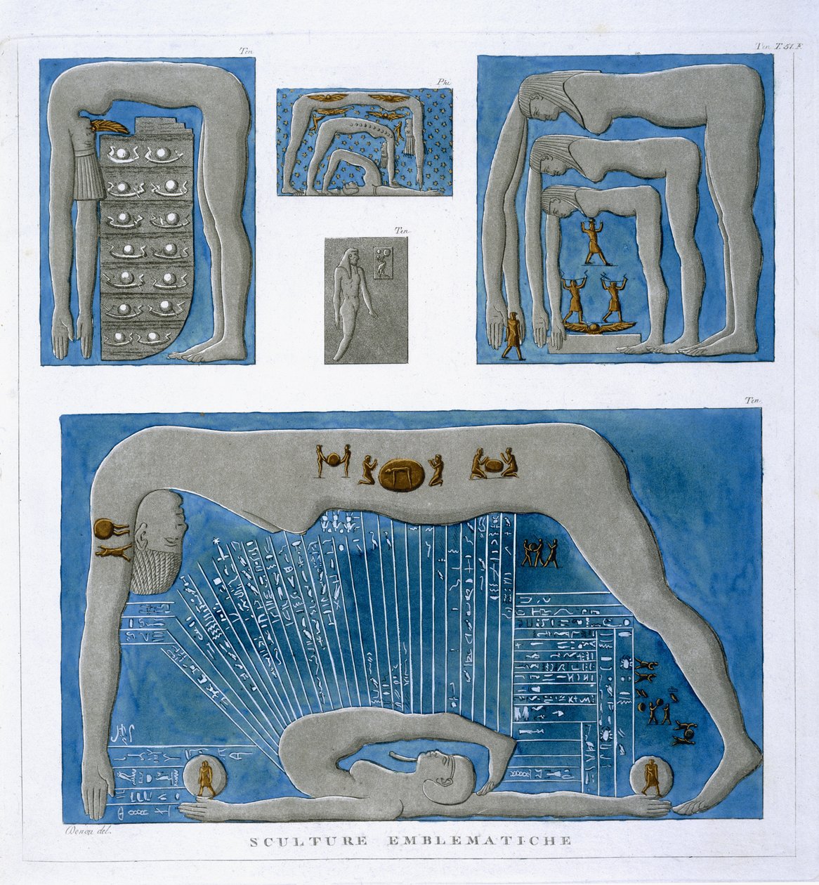 Emblatic Reliefs, a teremtés mítoszairól, a „Voyage dans la Basse et la Haute-Egypt” című könyvből, 1802 alkotó: Dominique Vivant Denon