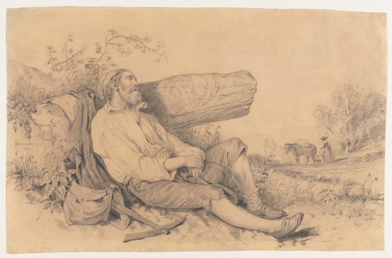 Alvó mezei munkás, 1842. alkotó: Dominique Louis Papety