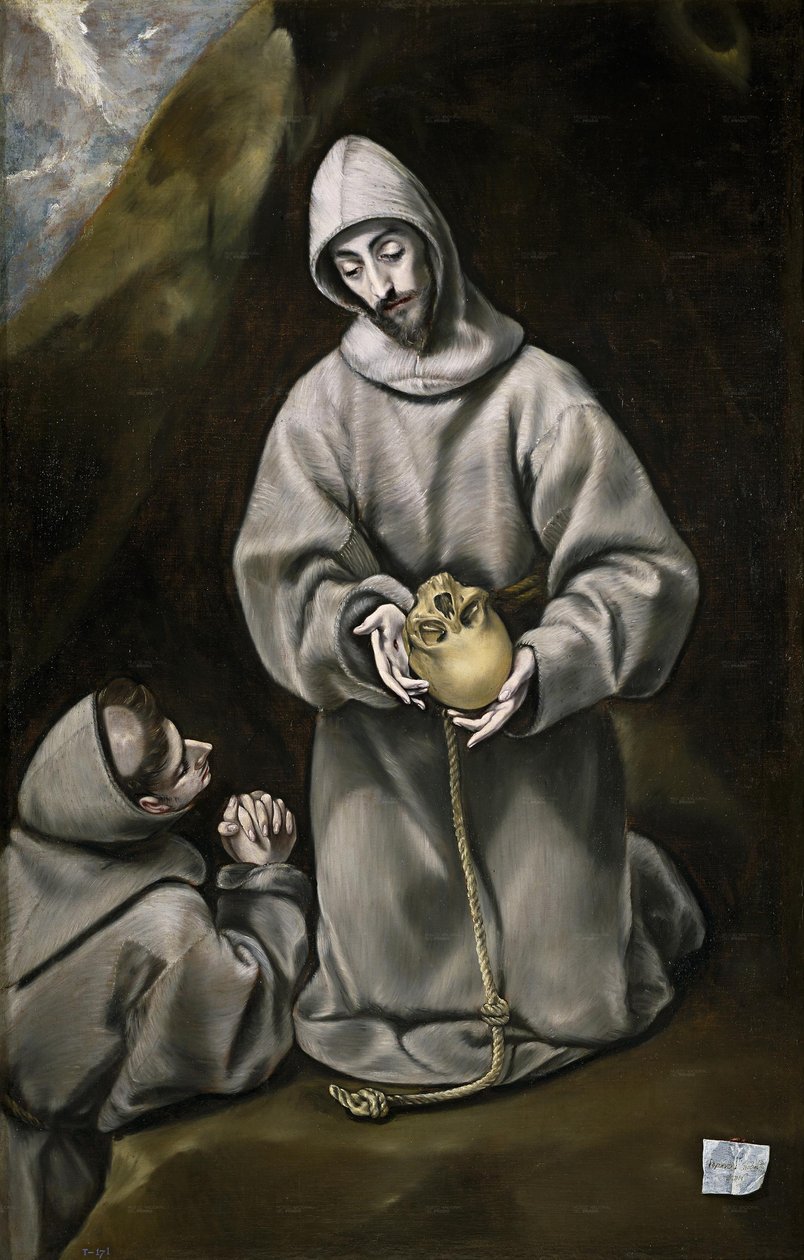 Assisi Szent Ferenc és León testvér a halálról elmélkednek alkotó: El Greco