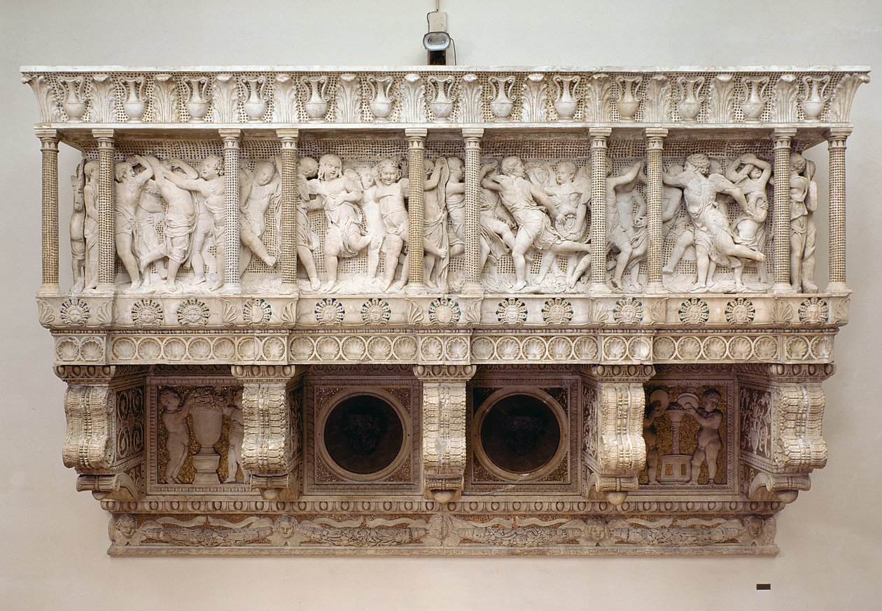 Cantoria, 1433-38 körül (márvány és üvegmozaik) alkotó: Donatello