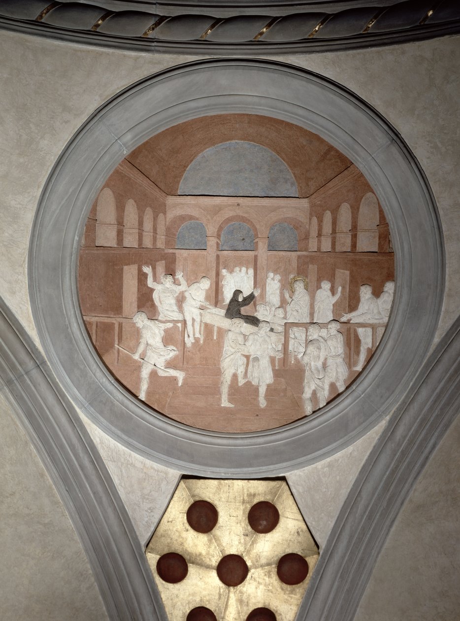 The Raising of Drusiana, spandrel medalion, 1425 körül (gipsz) alkotó: Donatello