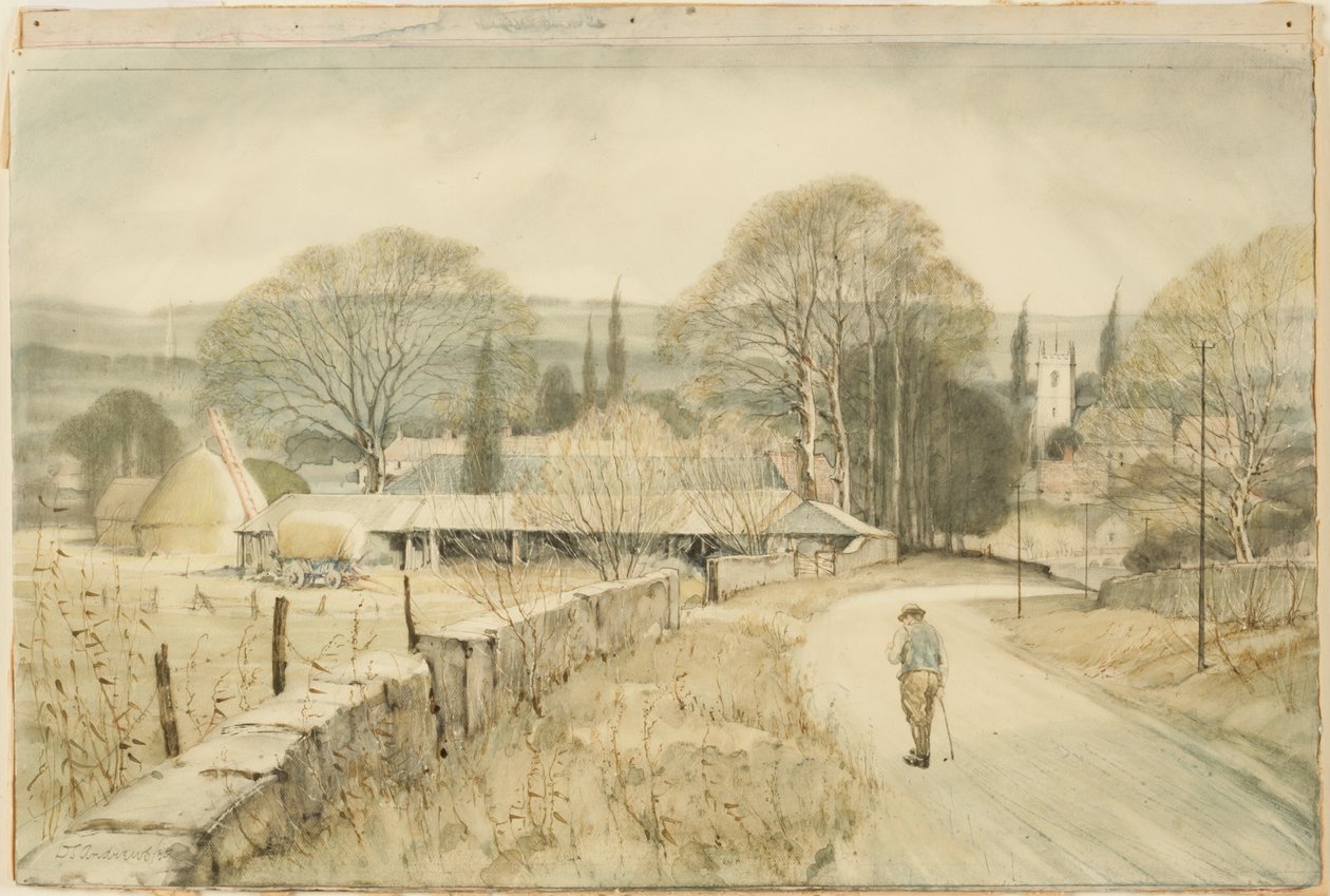 Islip, Oxford közelében (ceruza és wc papírra, táblára ragasztva) alkotó: Douglas Sharpus Andrews