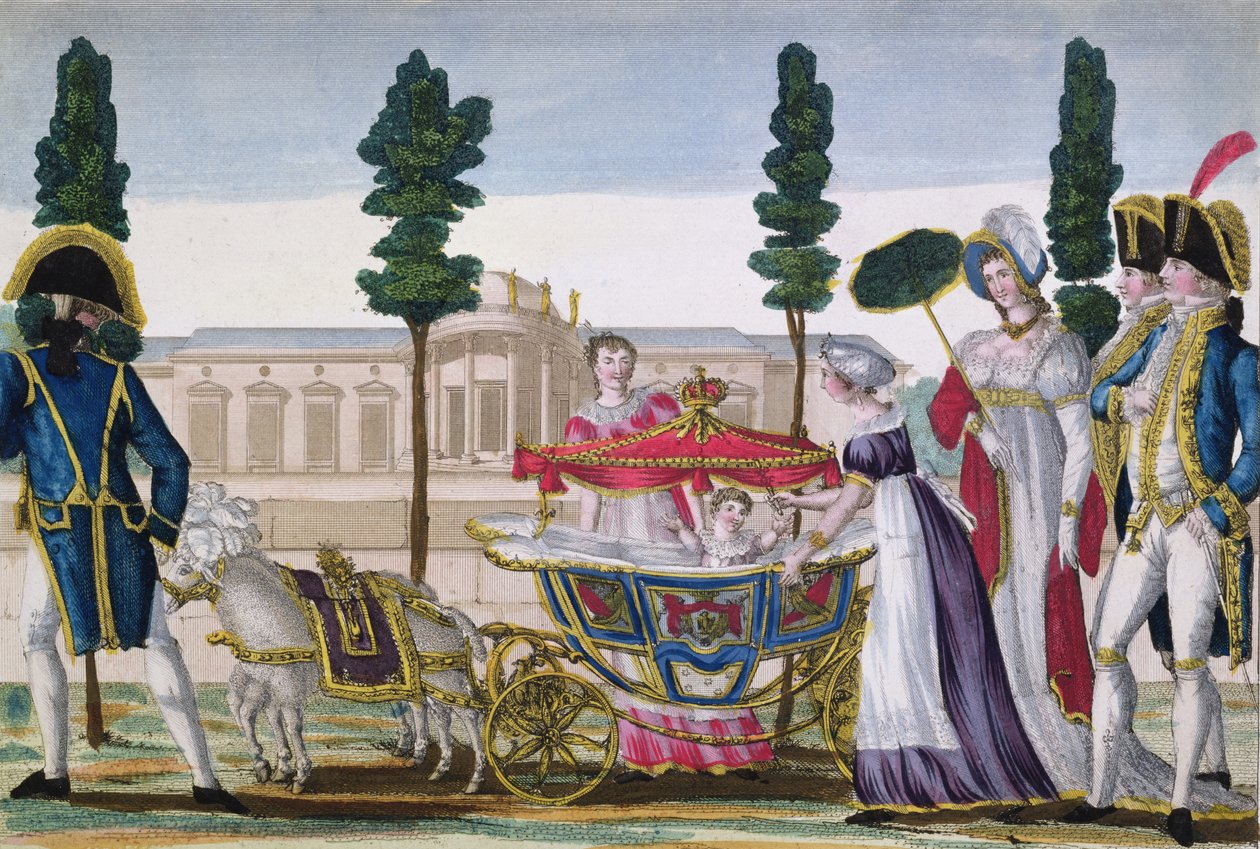 Séta a római királlyal (1811-32) a Tuileriák teraszán, 1812 körül. alkotó: Dubois