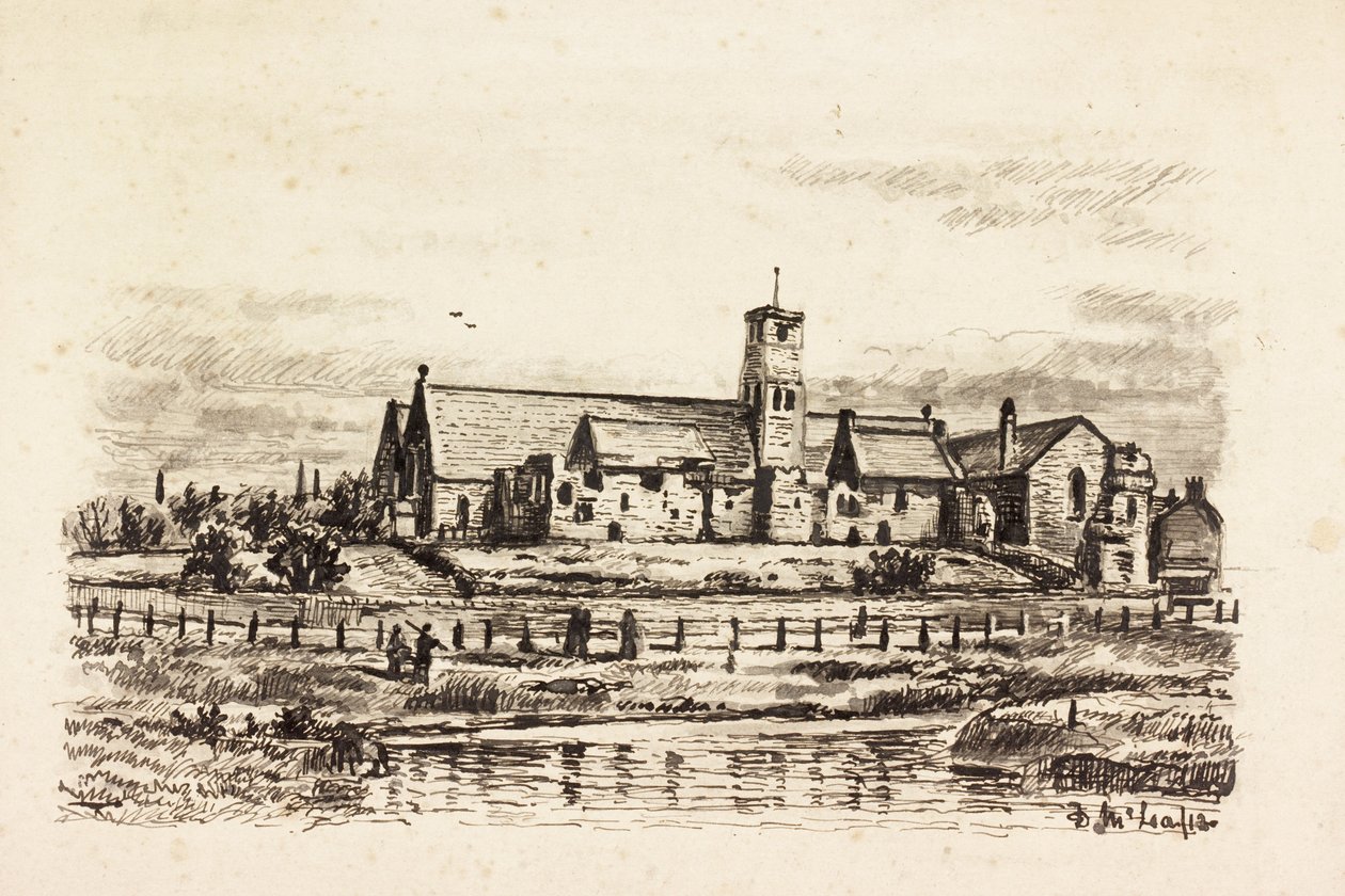 Szent Pál templom, East Jarrow (tinta, papír) alkotó: Duncan F. McLea