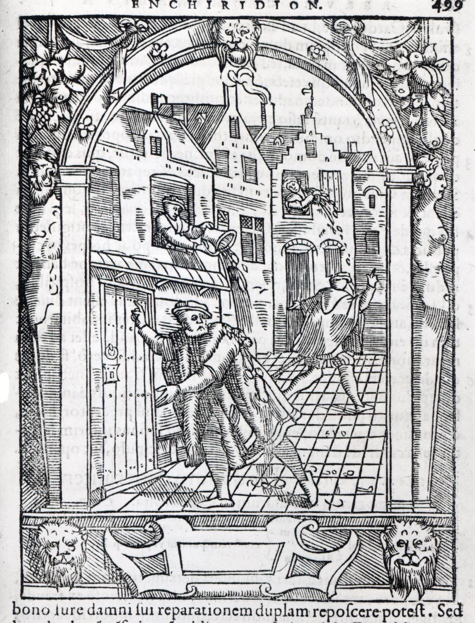 A kamraedények kiürítése, illusztráció Joose de Damhouder „Praxis rerum kriminalium” című művéből, 1554 alkotó: Dutch School