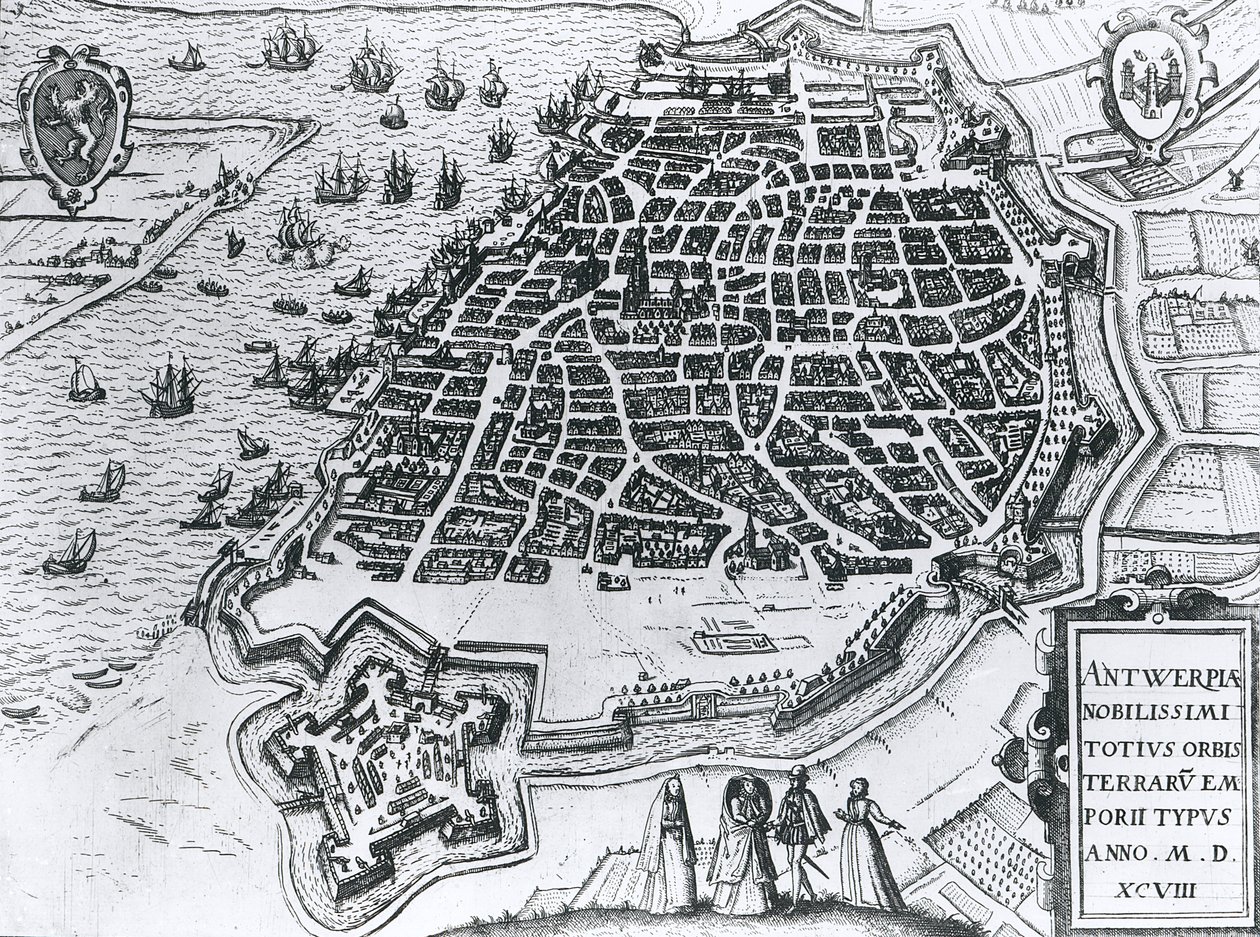 Antwerpen térképe, 1598 alkotó: Dutch School