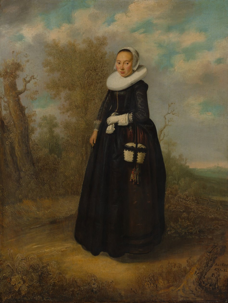 Egy fiatal nő a tájban. alkotó: Dutch Painter