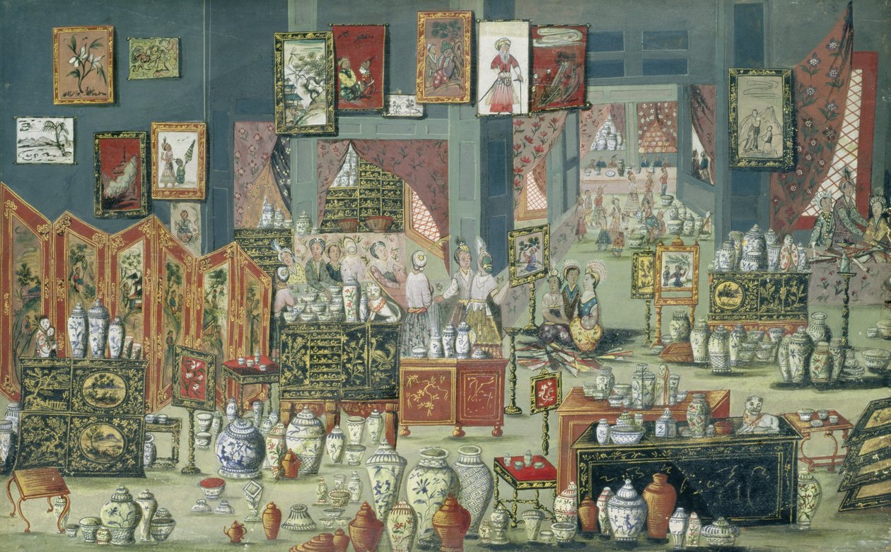 Kínai árukat árusító bolt, 1680-1700 alkotó: Dutch School