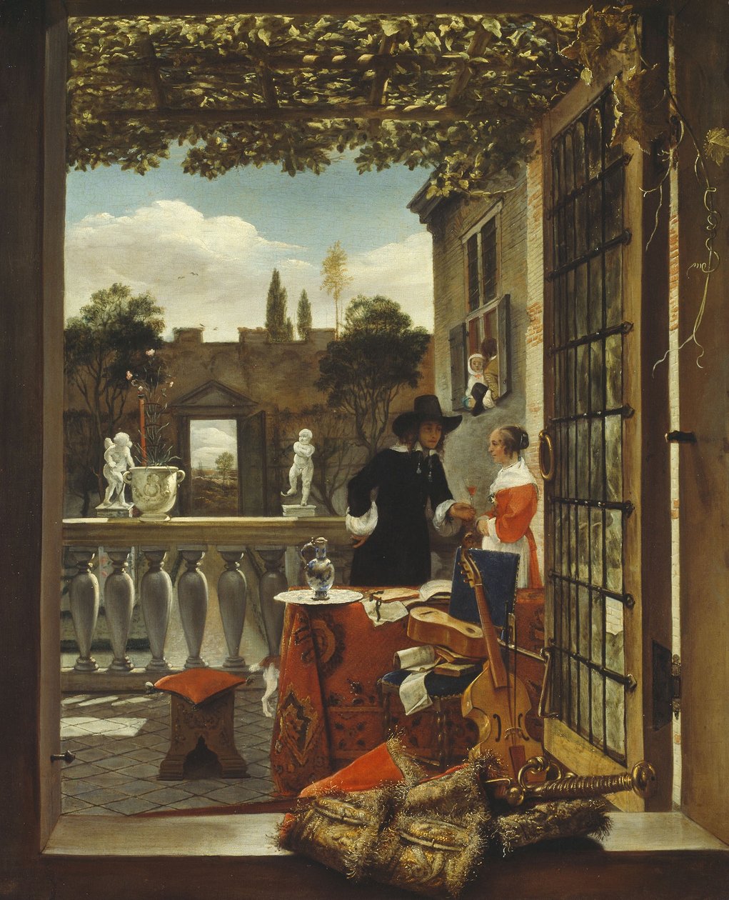 The Terrace, 1655-65 körül (olaj, vászon) alkotó: Dutch School
