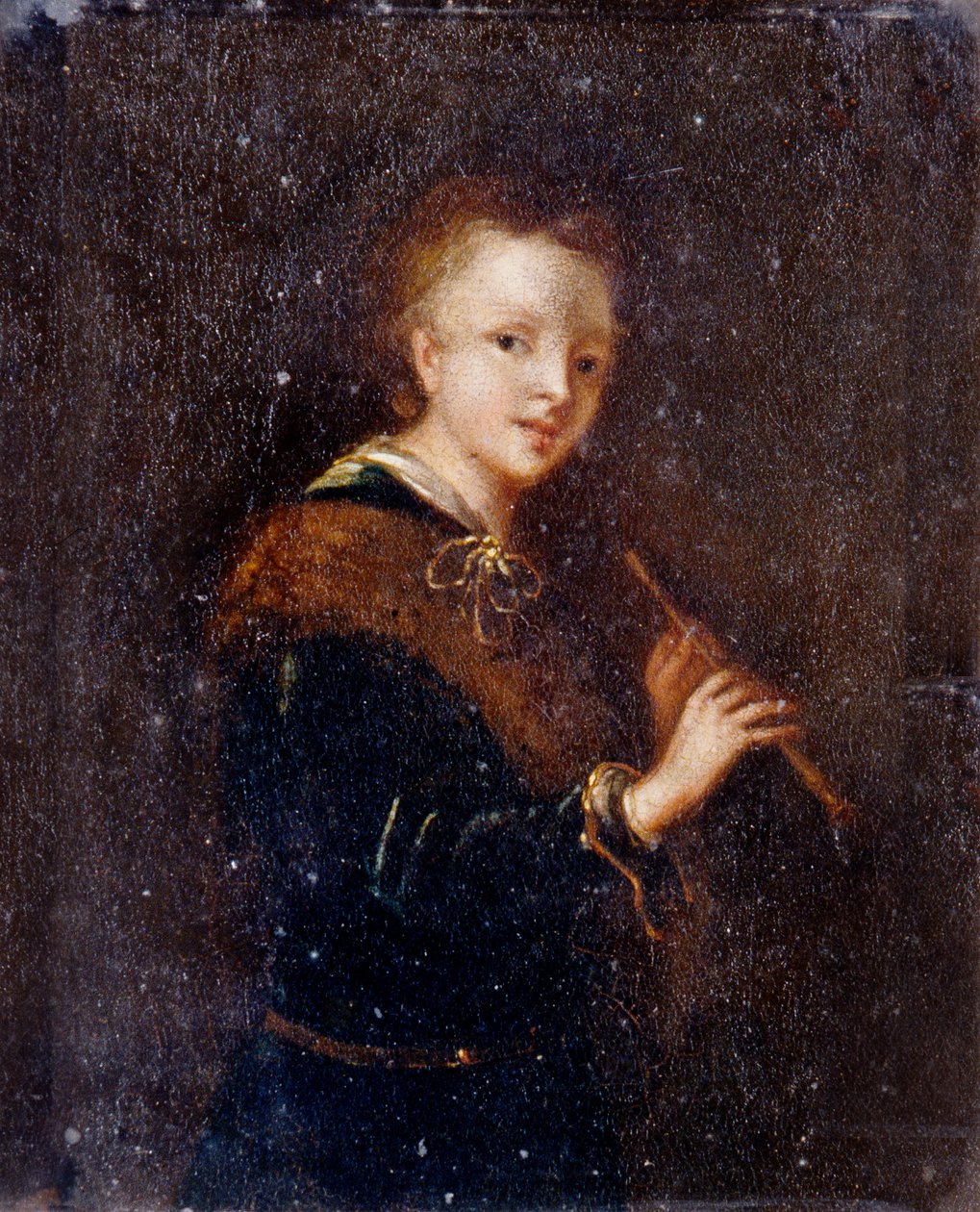 Nő fuvolával (olaj, tábla) alkotó: Dutch School
