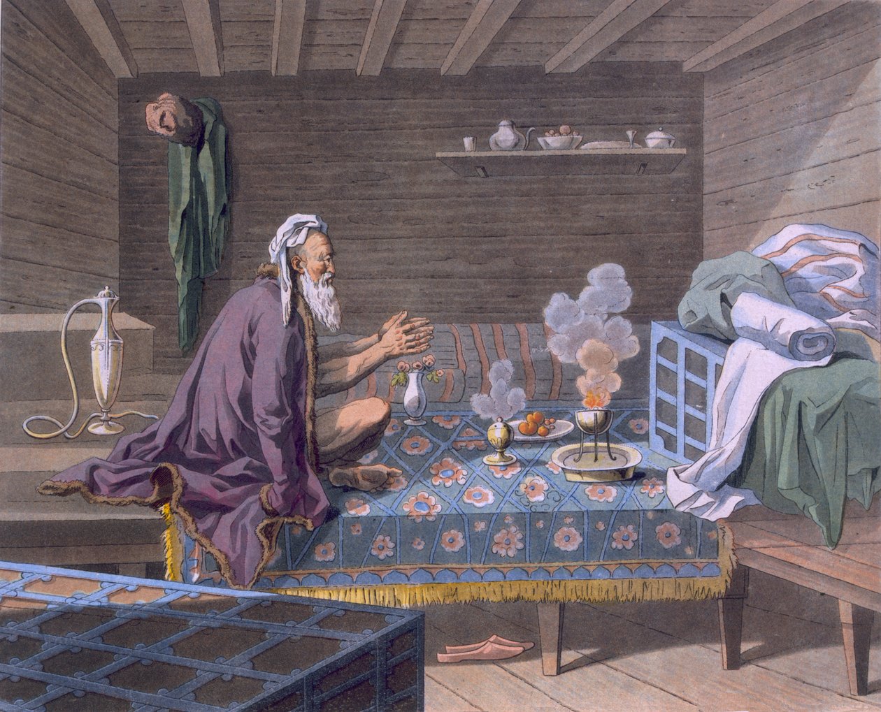 Egy perzsa a reggeli imáját végzi, 1812-13 alkotó: E. Karnejeff