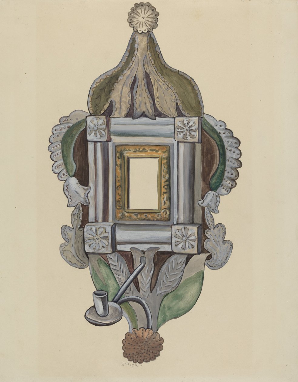 Gyertyatartó tükörrel, 19351942. alkotó: E. Boyd