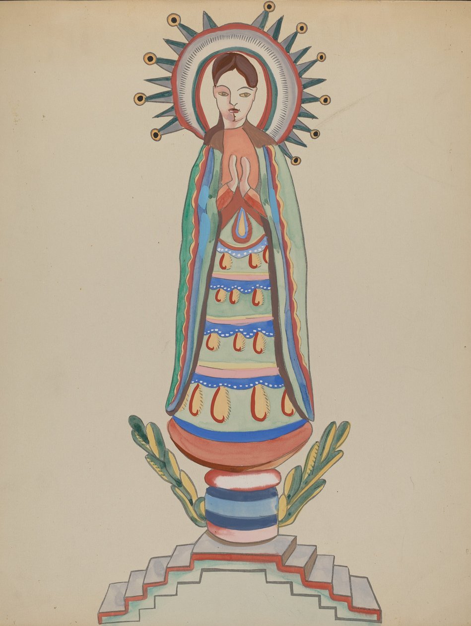 New Mexico, Bulto, polikróm fafigura, 19351942. alkotó: E. Boyd