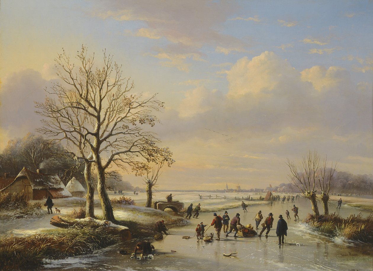 A jégkorcsolyázók, 1850 alkotó: E. J. and Verwee Verboeckhoven