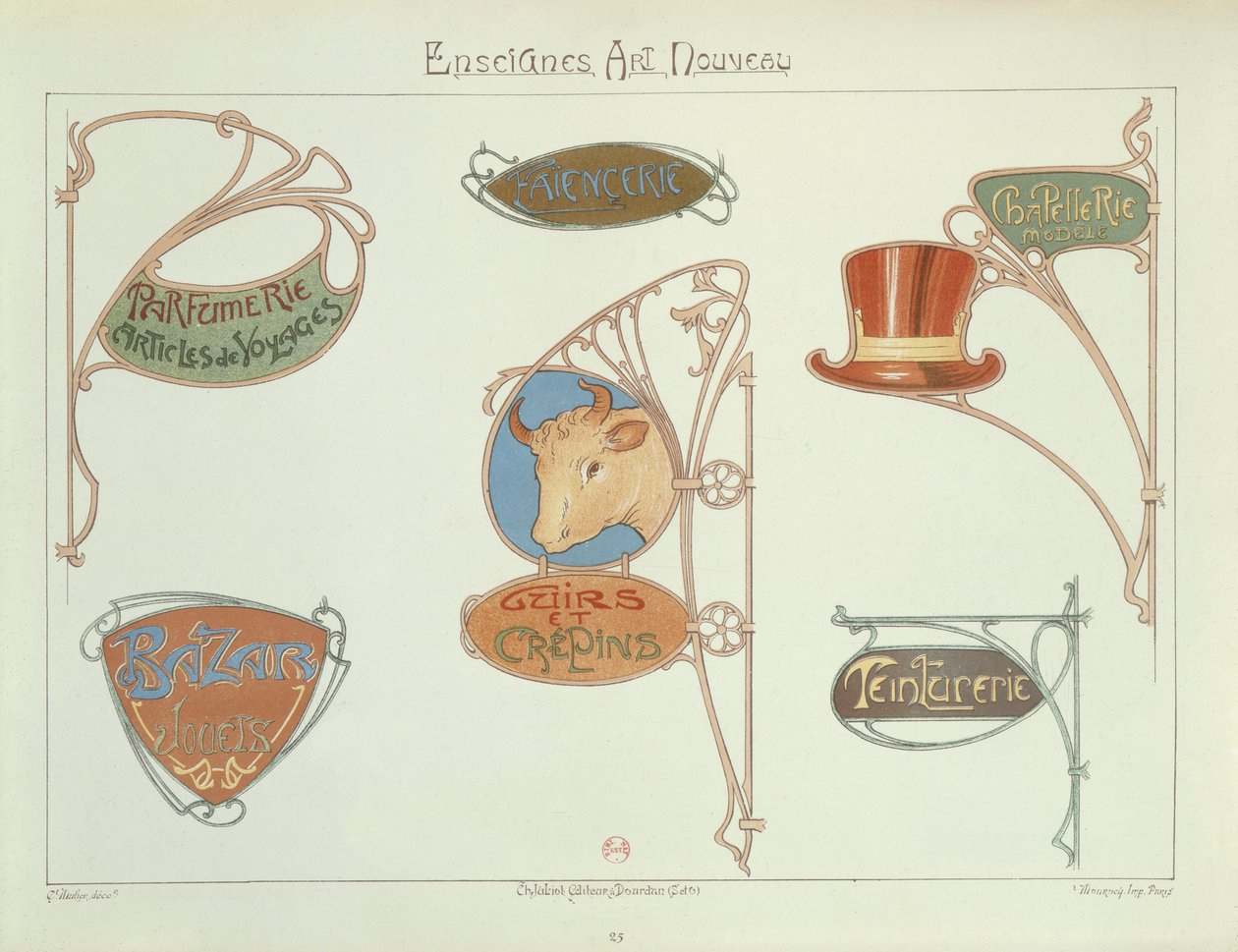 Szecessziós bolti táblák, 1903 alkotó: E. Mulier