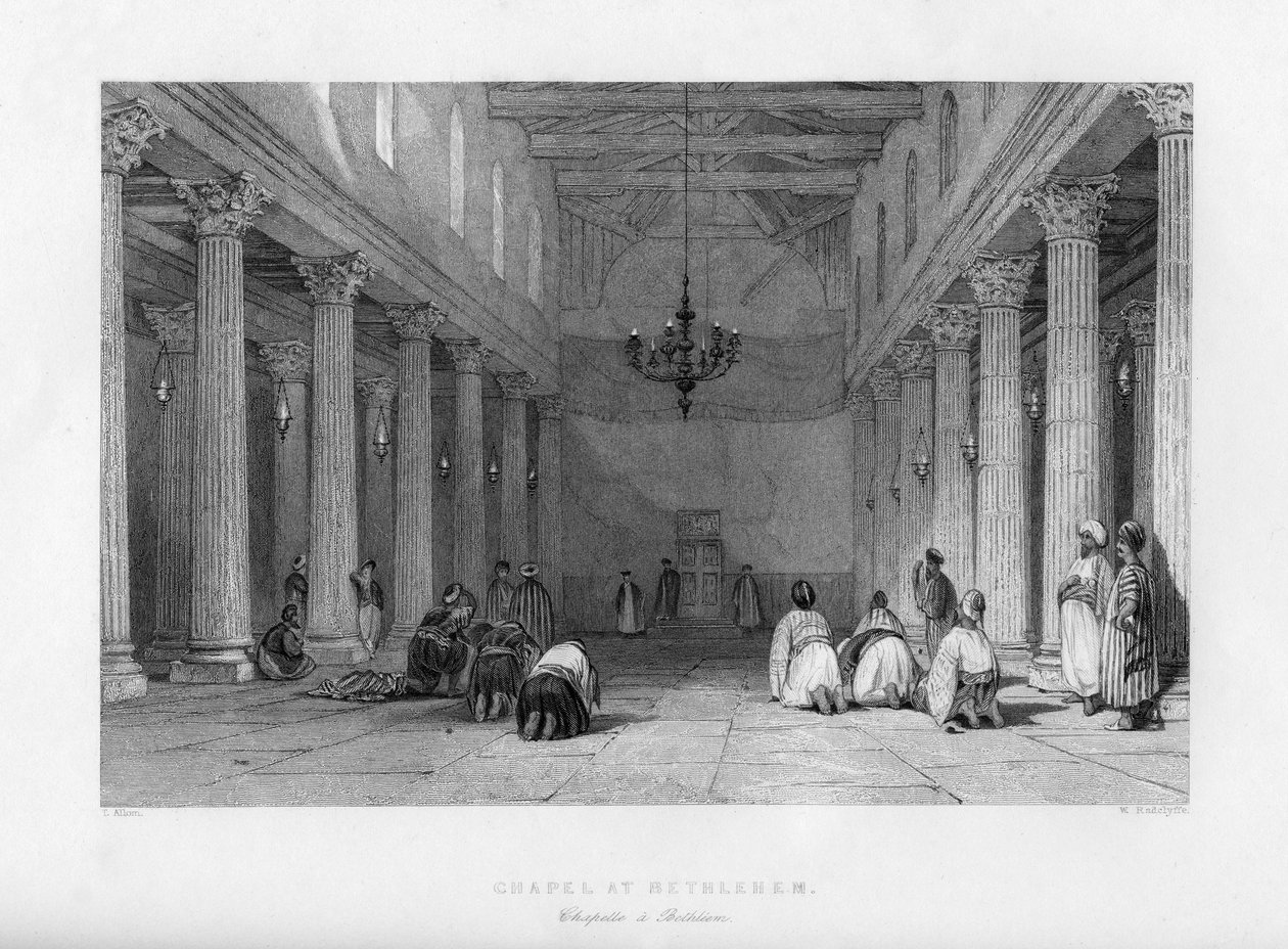 Egy kápolna Betlehemben, Izraelben, 1841. alkotó: E. Redclyffe