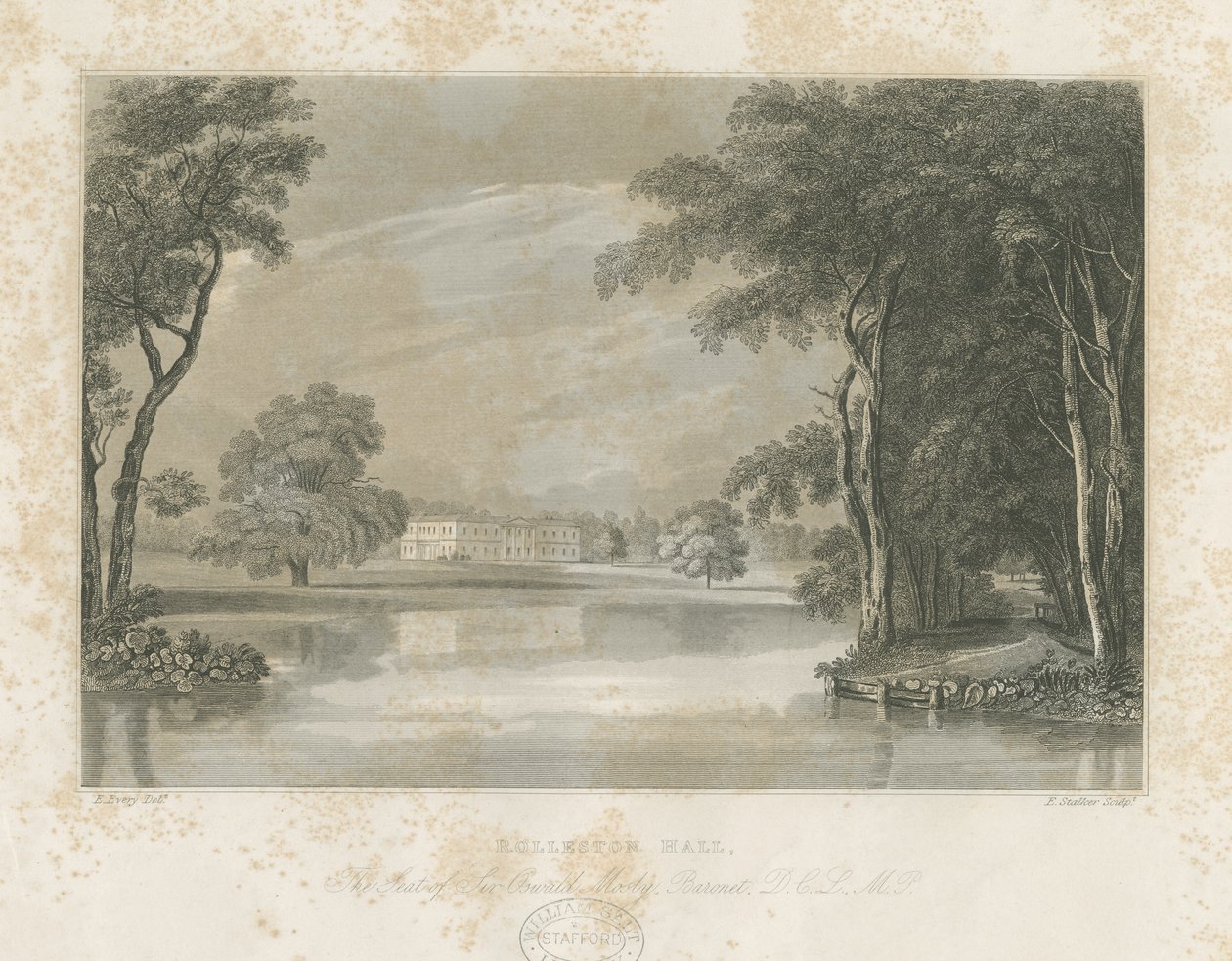 Rolleston Hall: vonalmetszet, nd [c 1840] alkotó: E Stalker