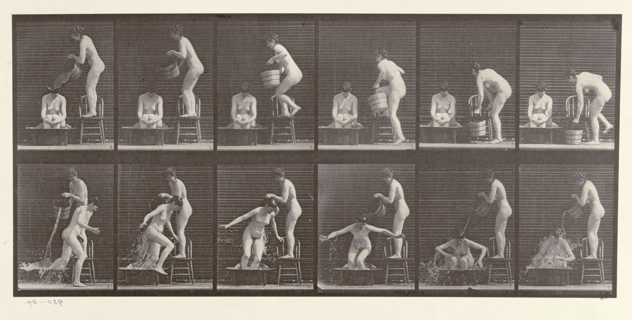 Két nő fürdőzése, 406-os tábla az „Animal Locomotion”-ból, 1887 alkotó: Eadweard Muybridge