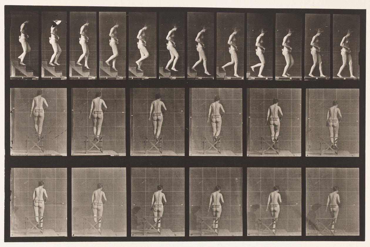 130. tábla. Lemenő lépcsők, összekulcsolt kézzel, 1872-1885 alkotó: Eadweard Muybridge