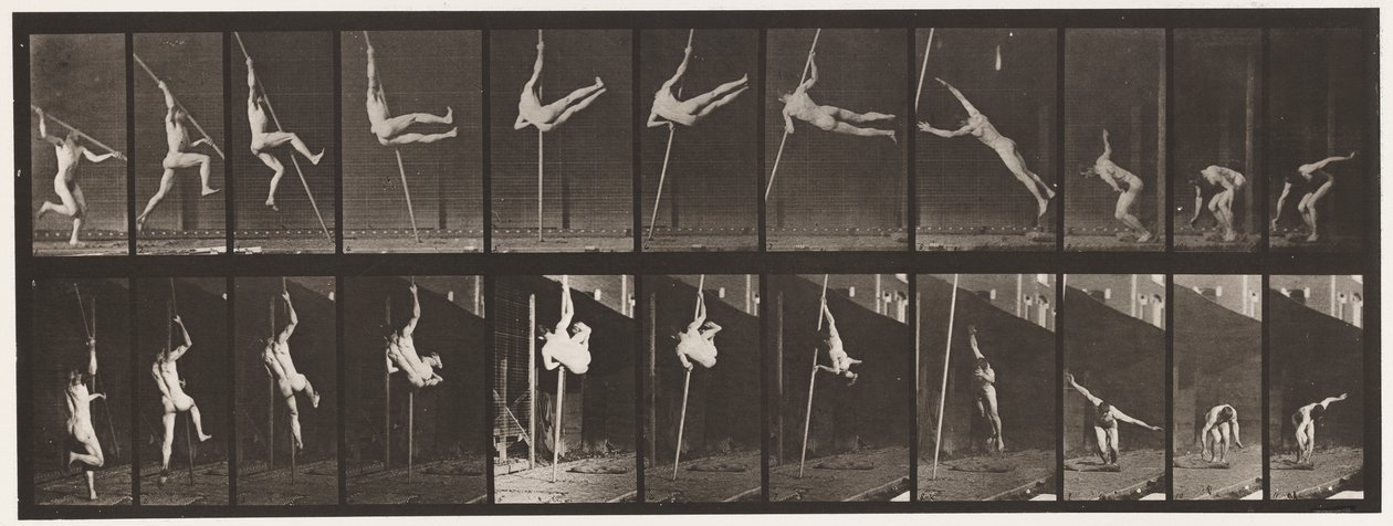 Tányér 164. Ugrás; Rúdugrás, 1872-1885 alkotó: Eadweard Muybridge