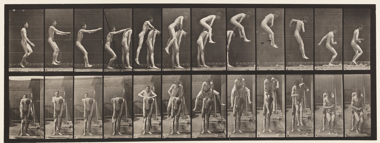 166. tányér.Ugrás; Az ember háta fölött alkotó: Eadweard Muybridge