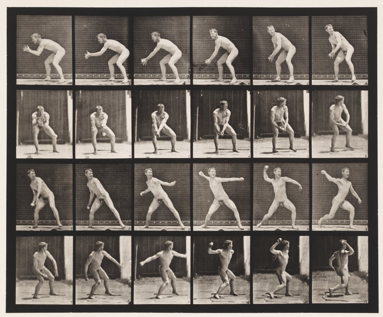 283. tányér.Alaplabda; Fogás és dobás, 1885 alkotó: Eadweard Muybridge