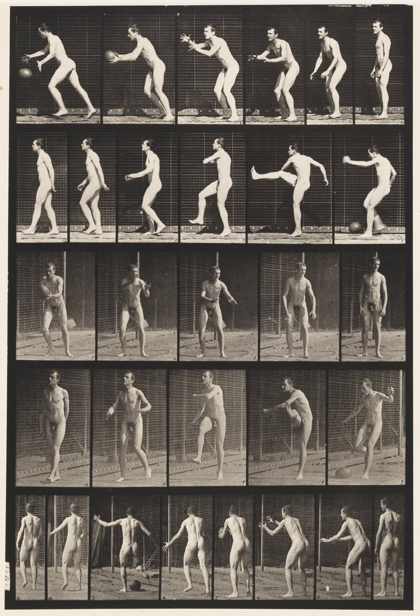 Tányér 300.Foot-ball; csepprúgás, 1885 alkotó: Eadweard Muybridge