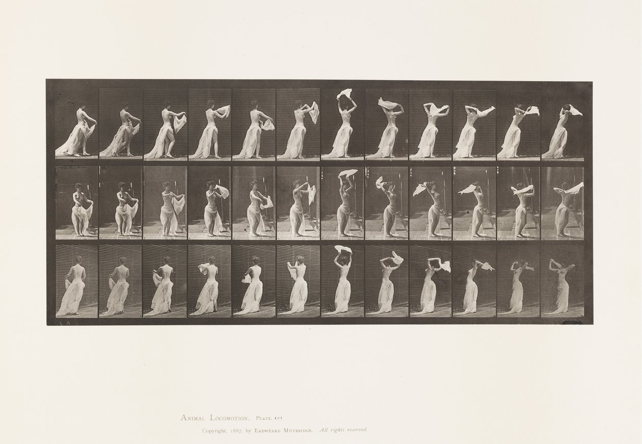 Tányér 421. WC; Kézkendőt a vállak köré dobni alkotó: Eadweard Muybridge