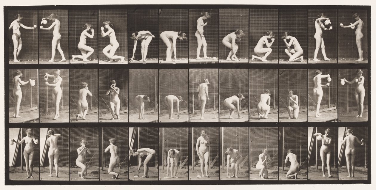 501. tányér. Vegyes, hajló, térdelő stb. alkotó: Eadweard Muybridge
