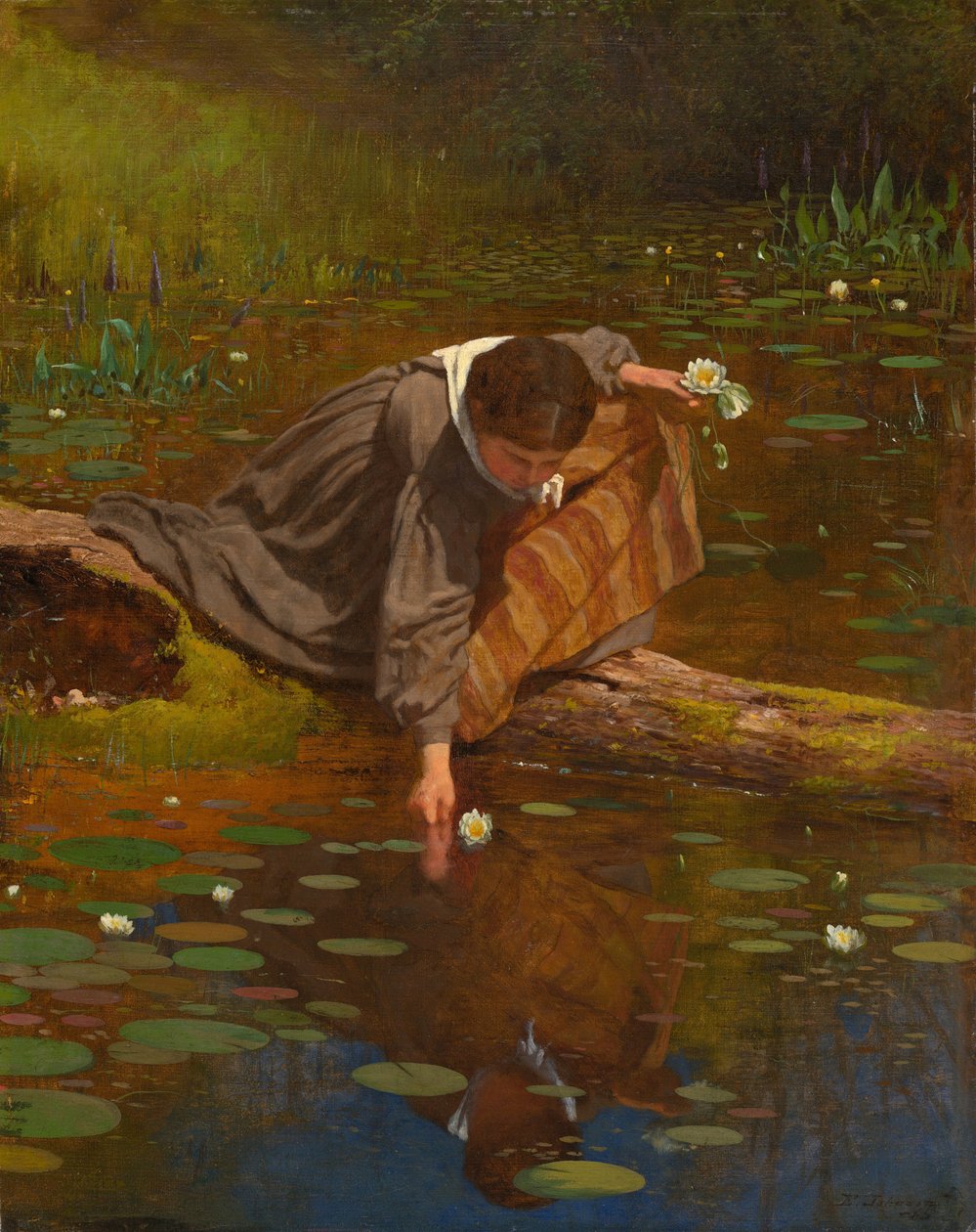 Liliomok gyűjtése alkotó: Eastman Johnson