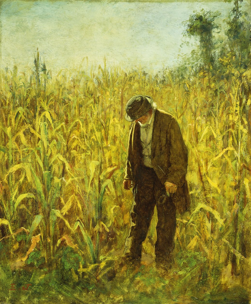 Ember a kukoricásban, alkotó: Eastman Johnson