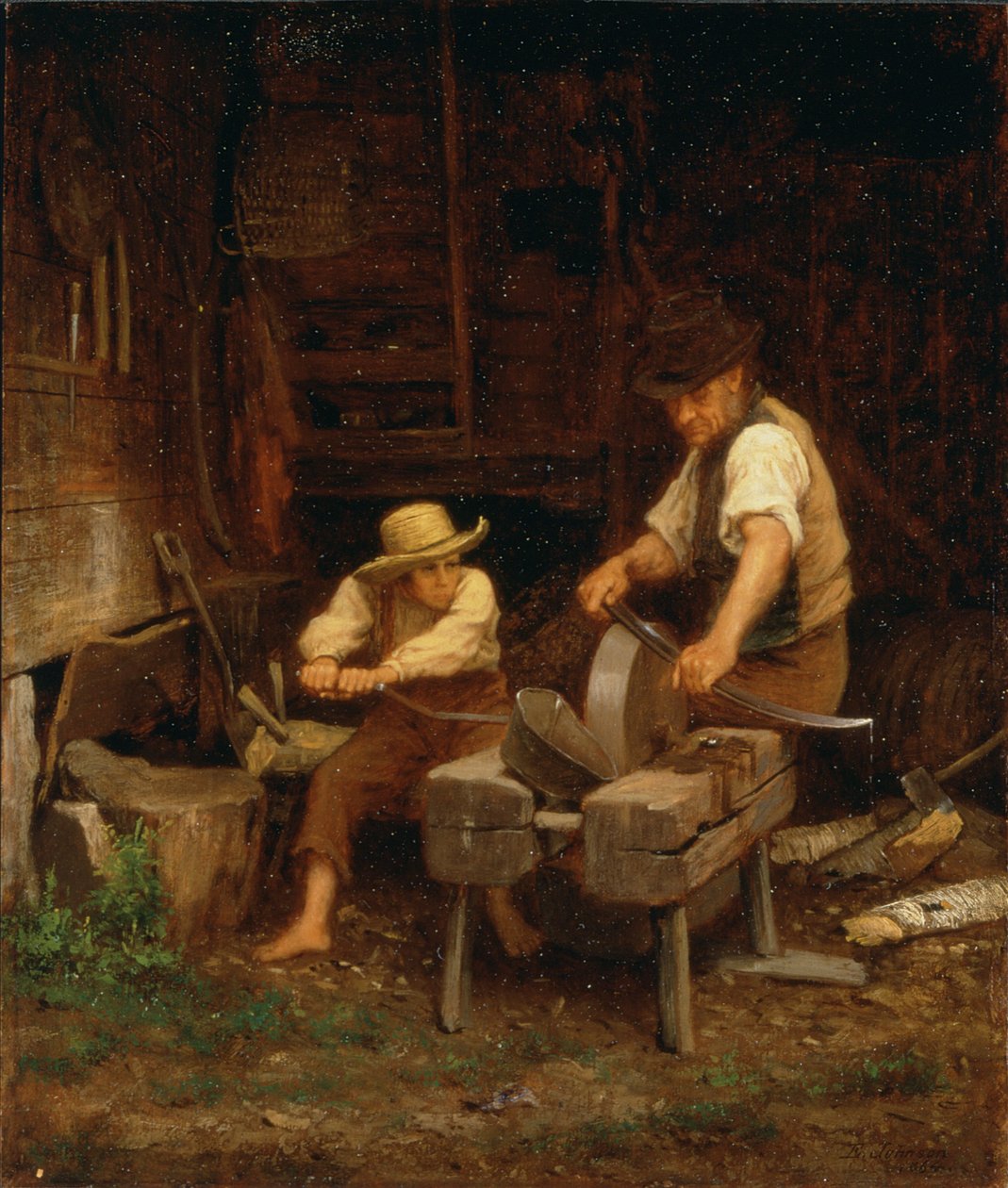 A kasza élezése, 1864 alkotó: Eastman Johnson