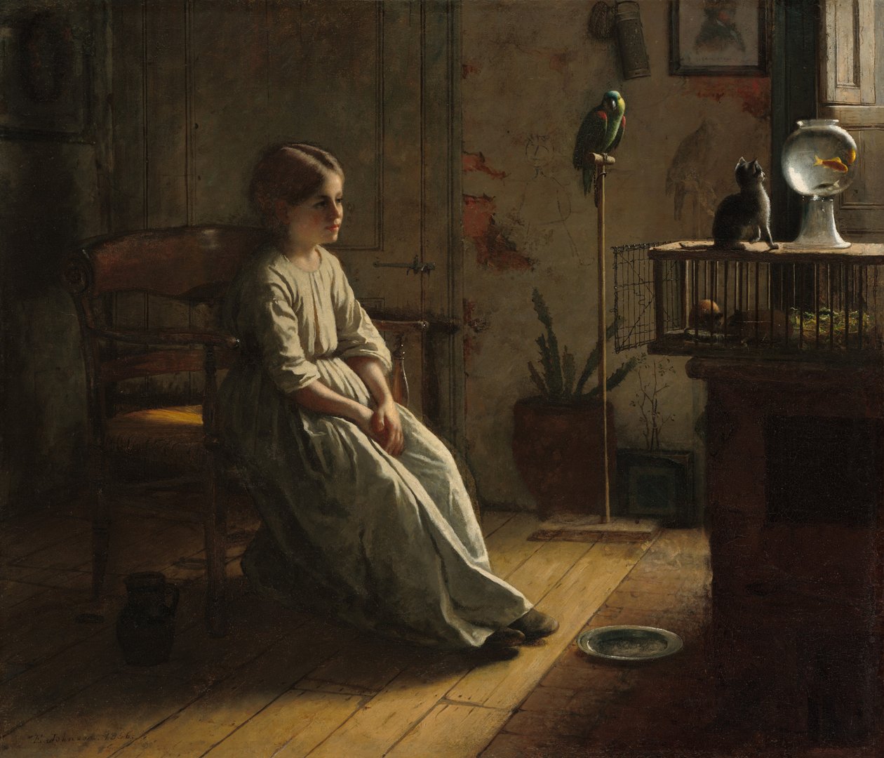 A házi kedvencek, 1856. alkotó: Eastman Johnson