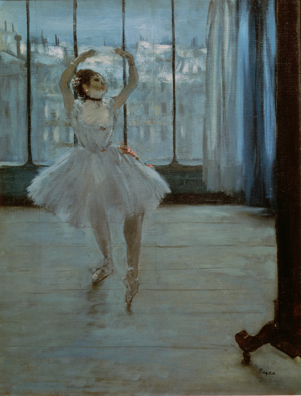 Táncosnő az ablak előtt (Táncosnő a fényképész műtermében) 1874-77 körül alkotó: Edgar Degas