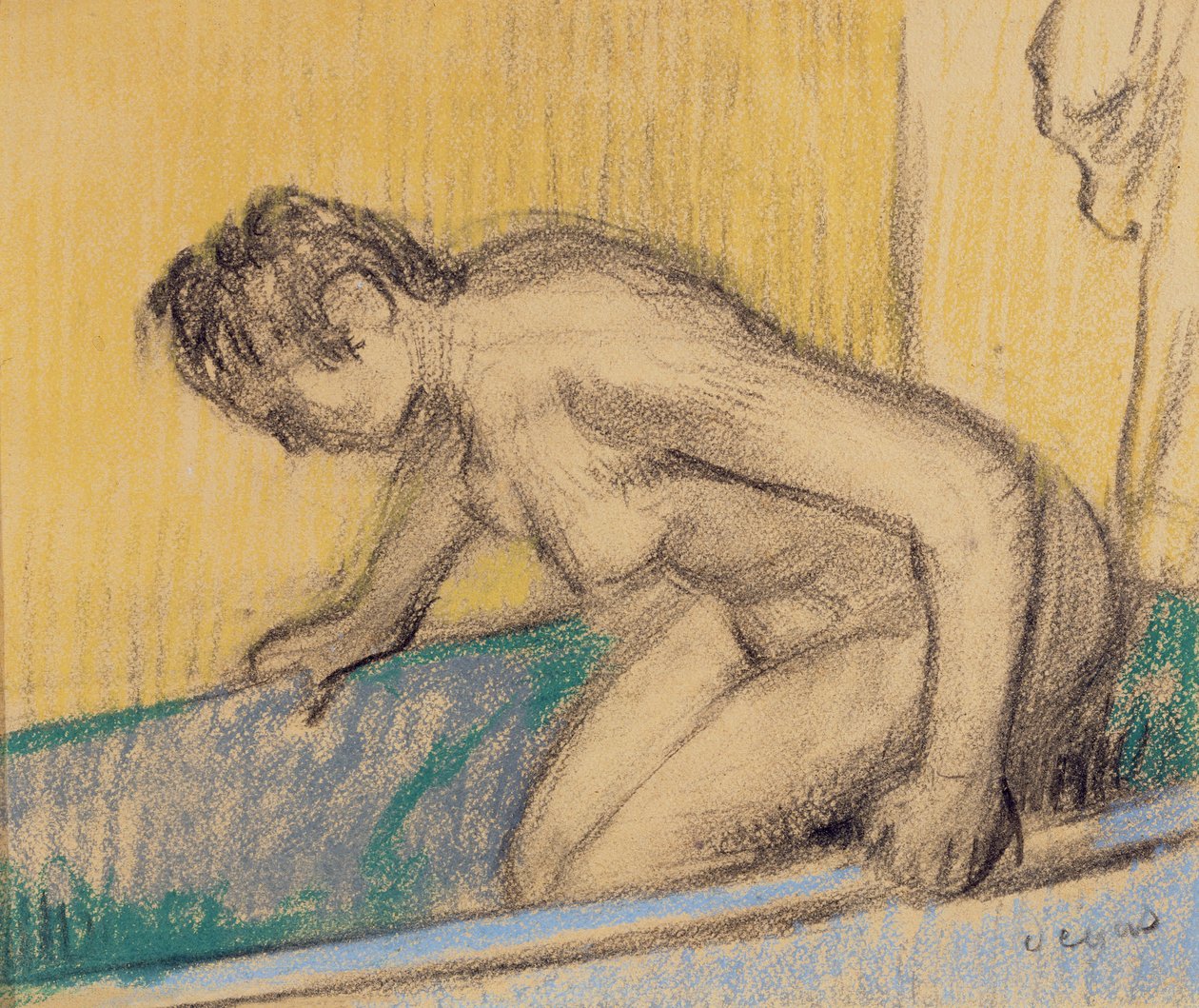 A fürdőben, 1883 körül (pasztell és szén a papíron) alkotó: Edgar Degas