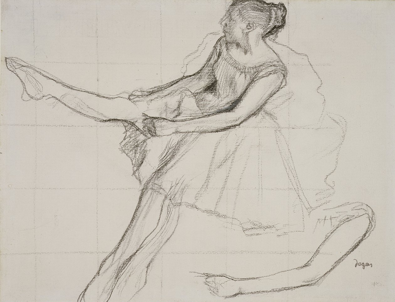 PD.23-1978 Harisnyanadrágot igazgató táncosnő, 1880 körül (ceruza és szén papíron) alkotó: Edgar Degas